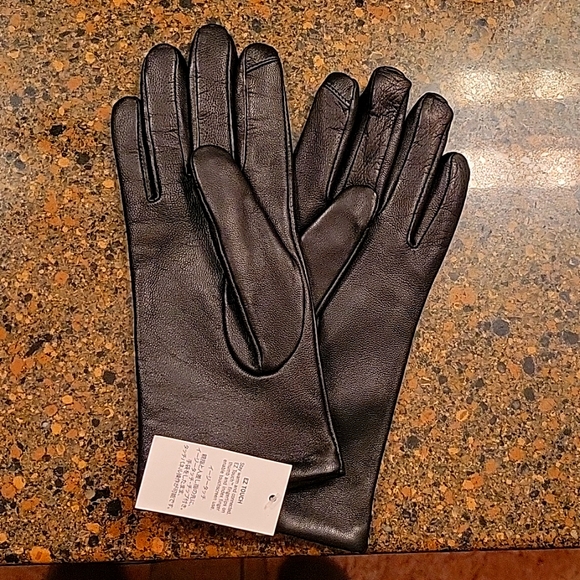 Lands' End Accessories Nwt Leather With Cashmere Lining Gloves Ez